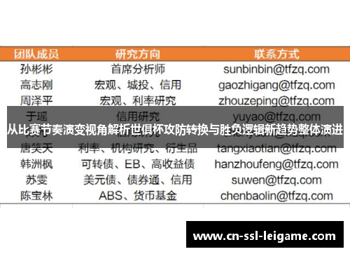 从比赛节奏演变视角解析世俱杯攻防转换与胜负逻辑新趋势整体演进
